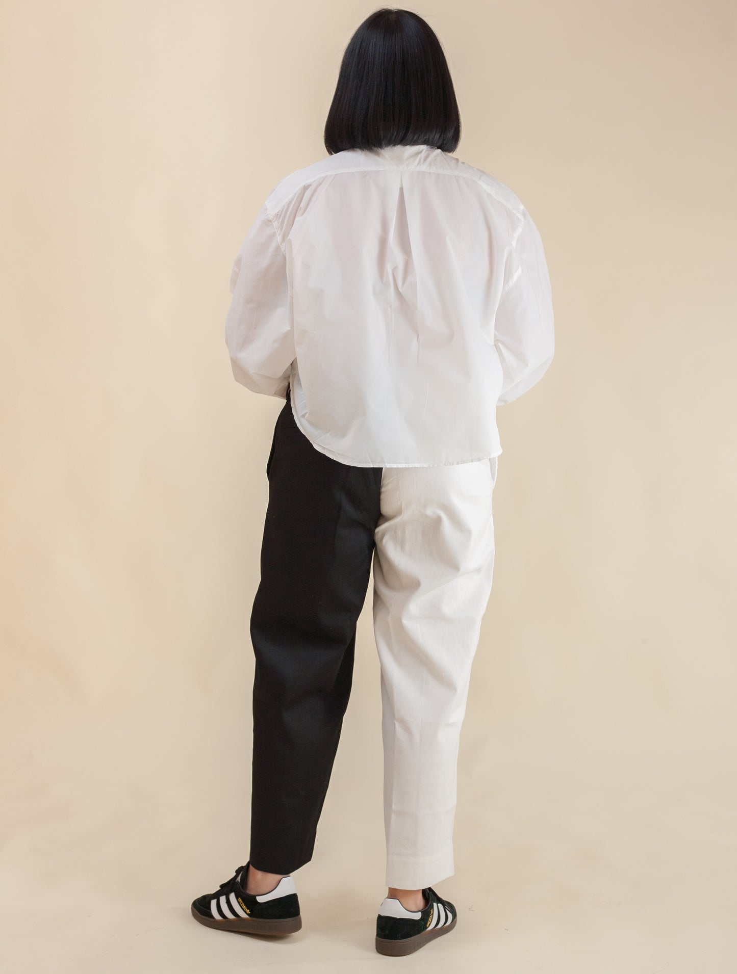 Cropped Shirt (White Pleated Chiffon)