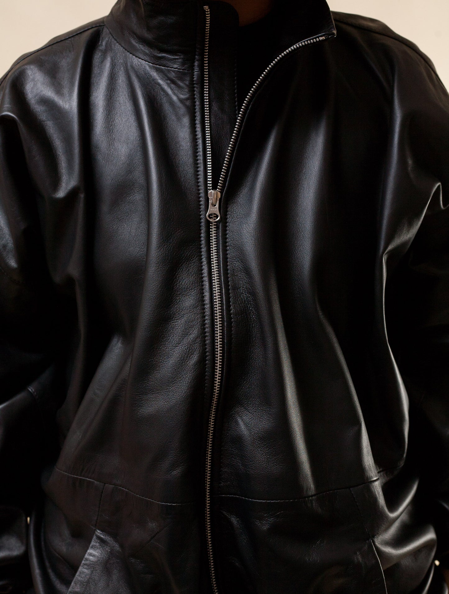 Oversized Nappa Leather Jacket (Black)