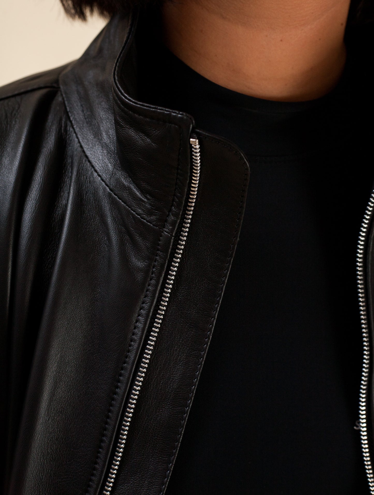 Oversized Nappa Leather Jacket (Black)