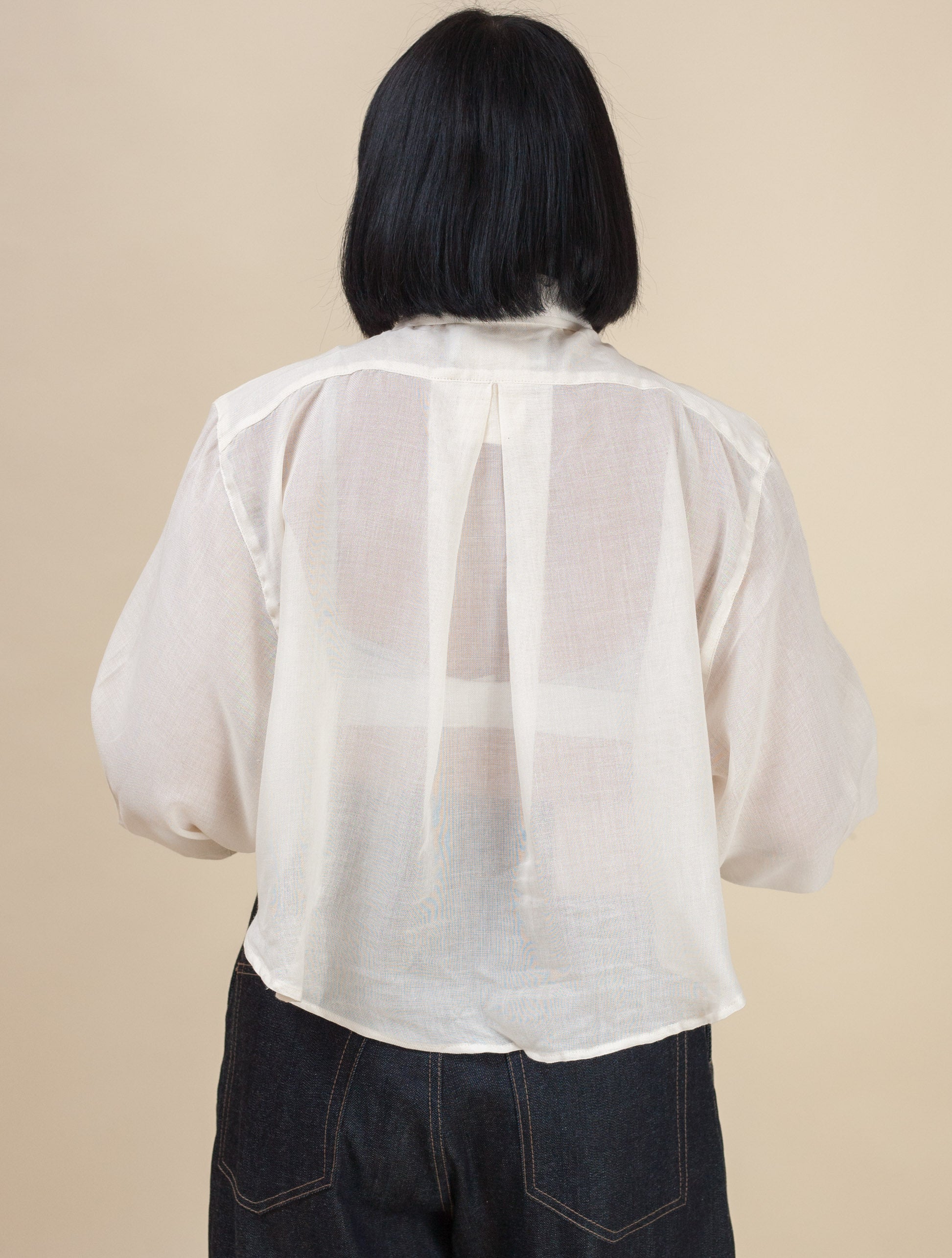 Cropped Shirt Linen Light Weave (Oatmeal)