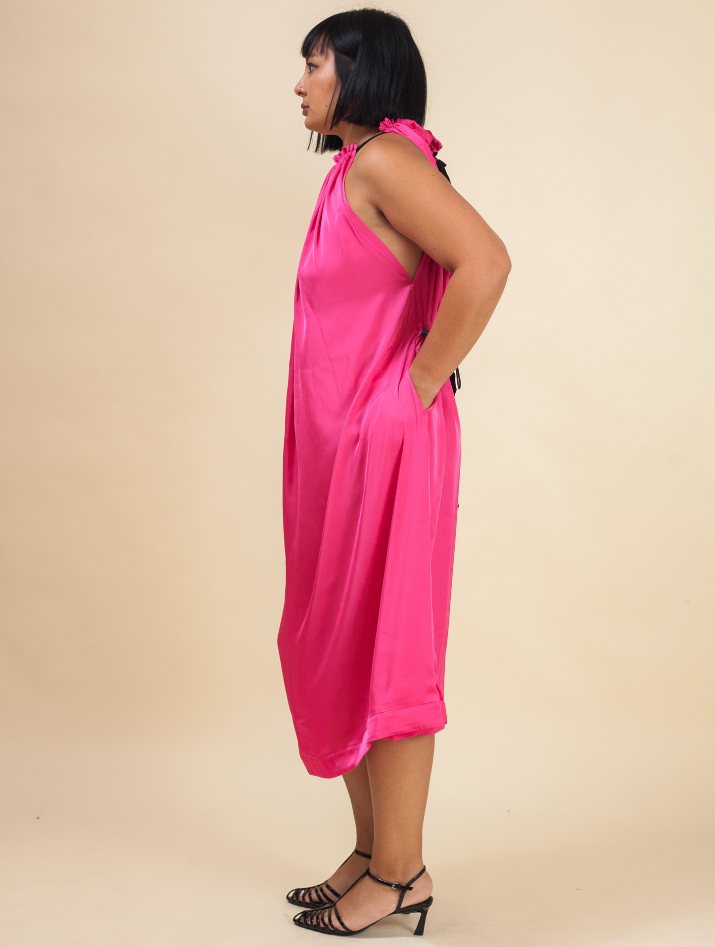 Halter Dress Satin (Barbie Pink)