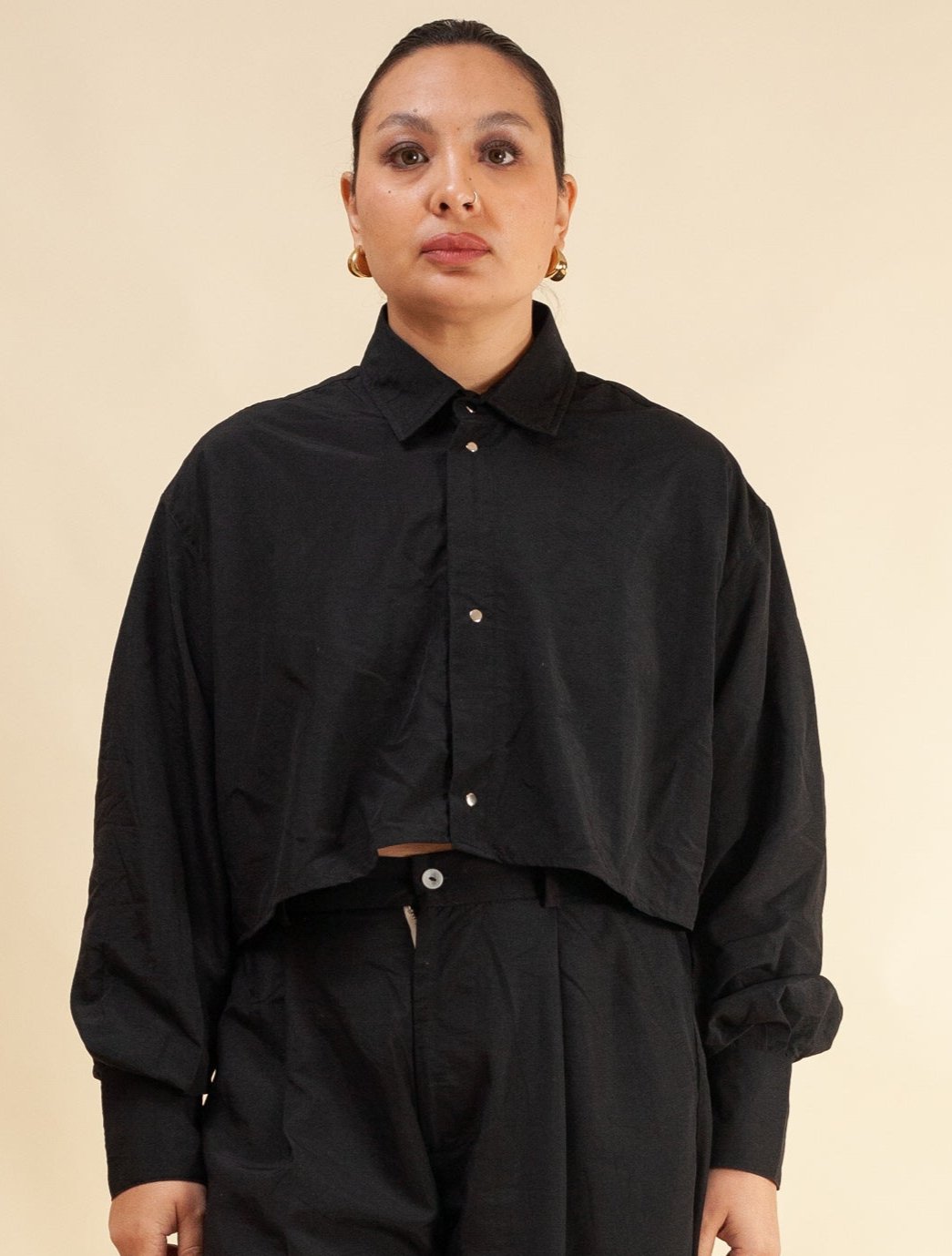 Cropped Shirt ( Black tech)