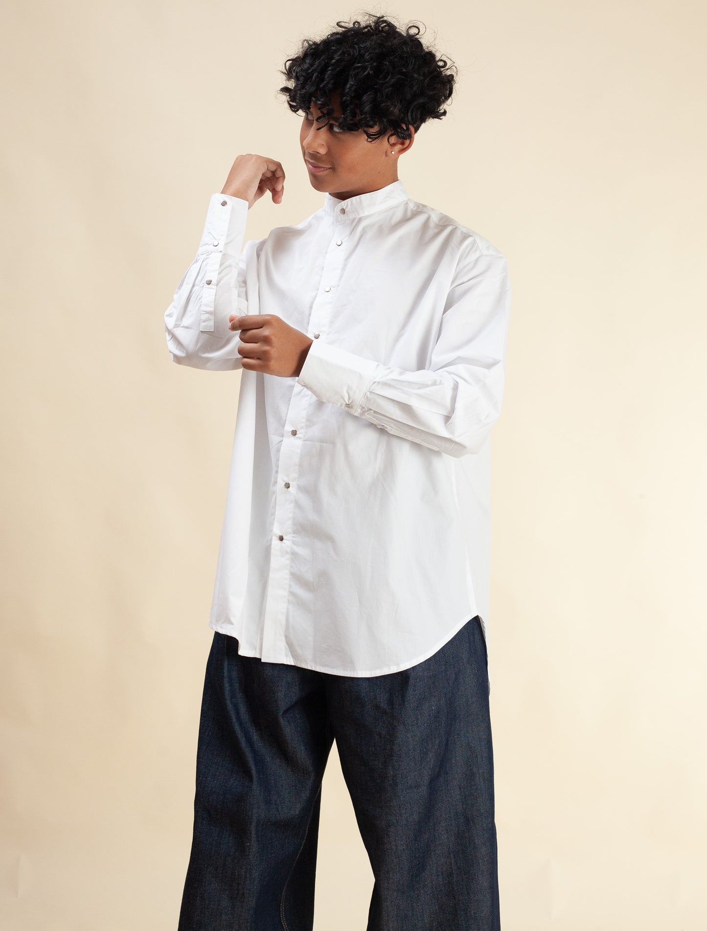 Mandarin Shirt (White Poplin)
