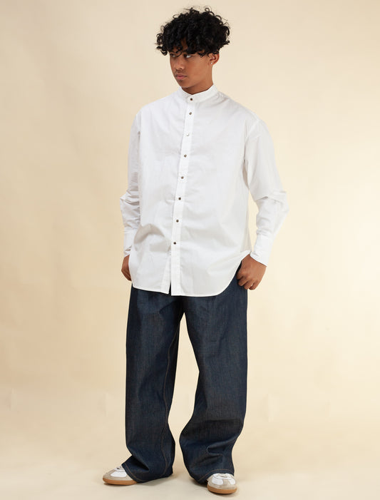 Mandarin Shirt (White Poplin)