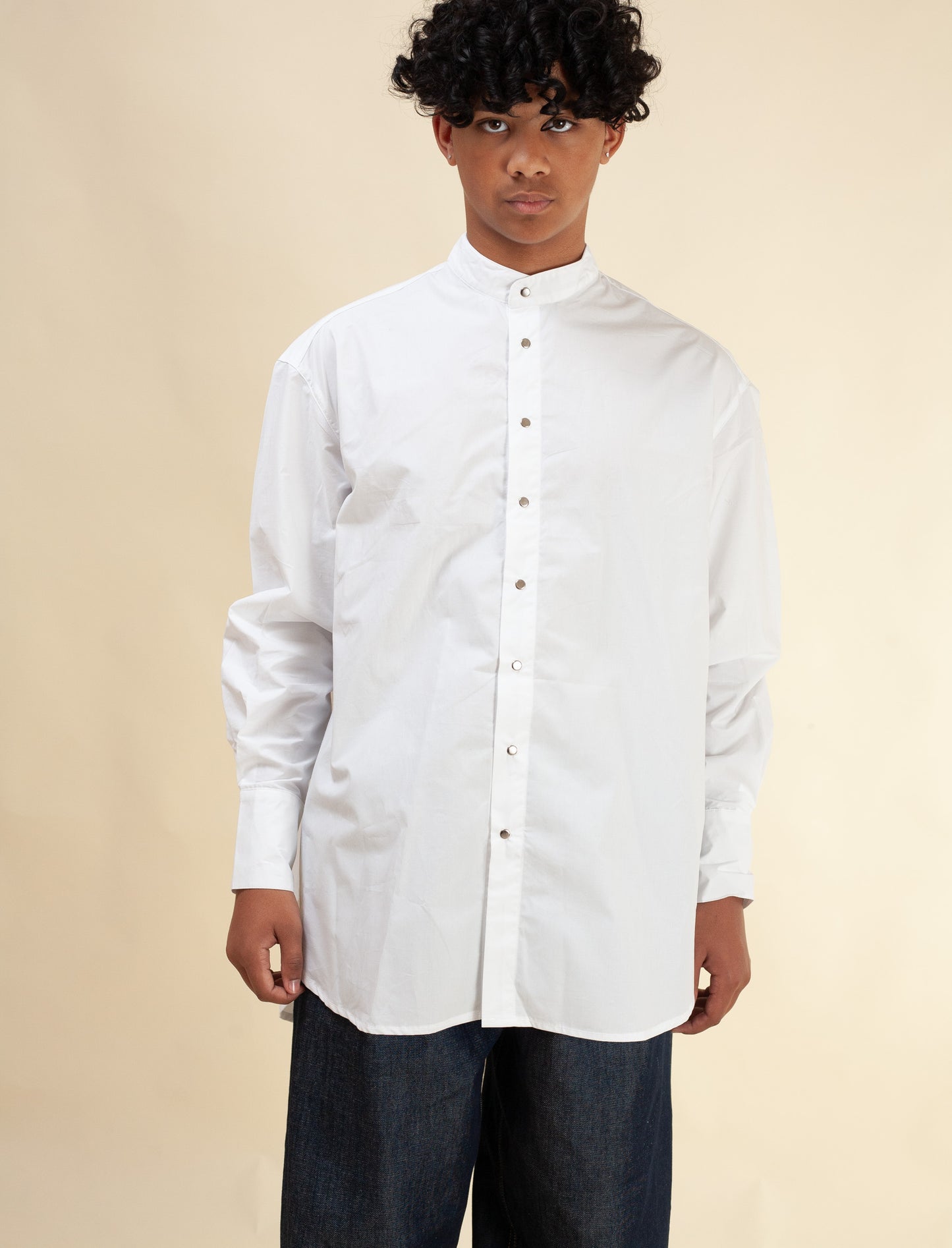 Mandarin Shirt (White Poplin)