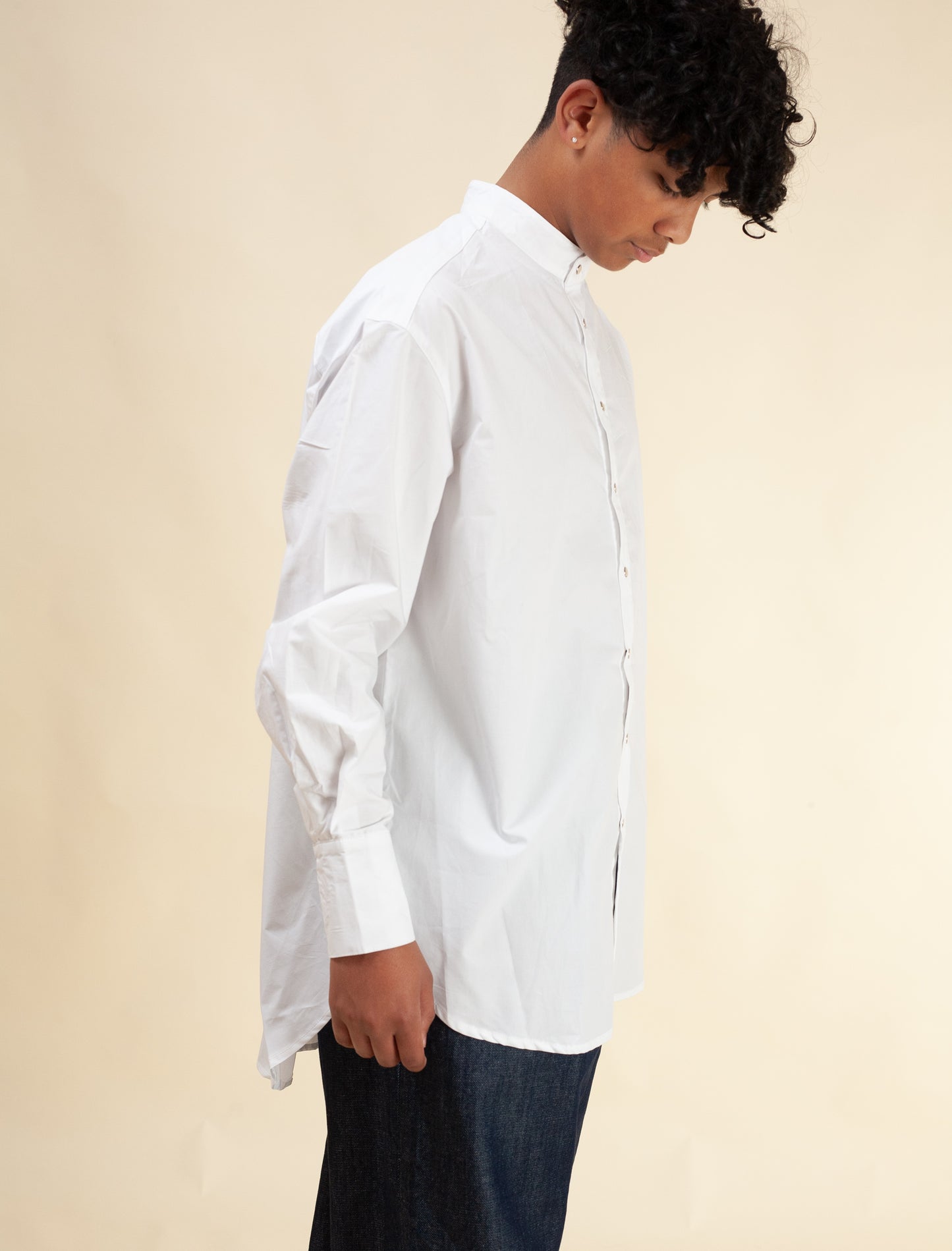 Mandarin Shirt (White Poplin)