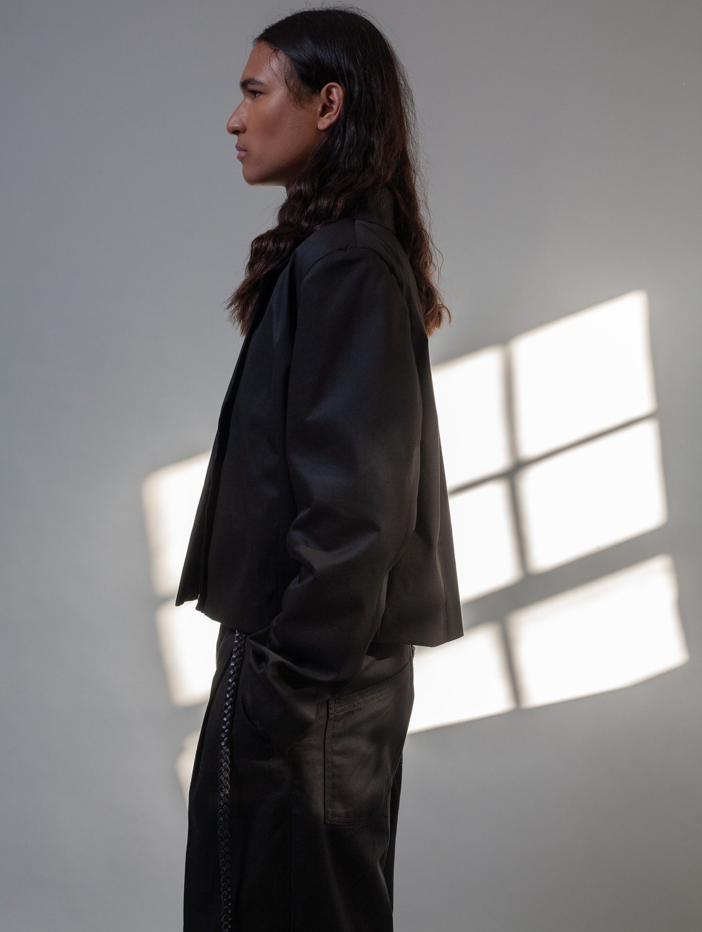 Matter Cropped Blazer ( Black )