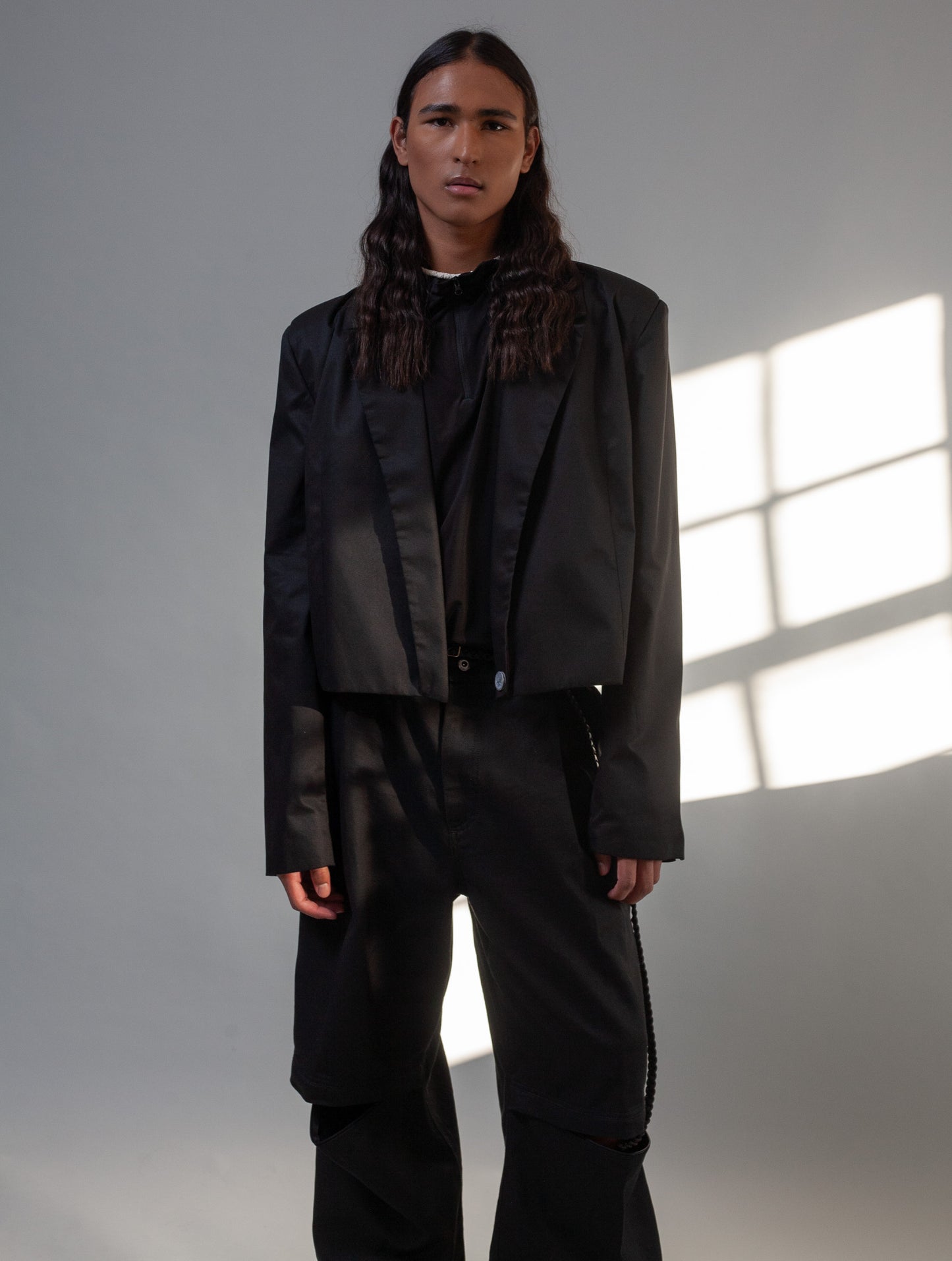 Matter Cropped Blazer ( Black )