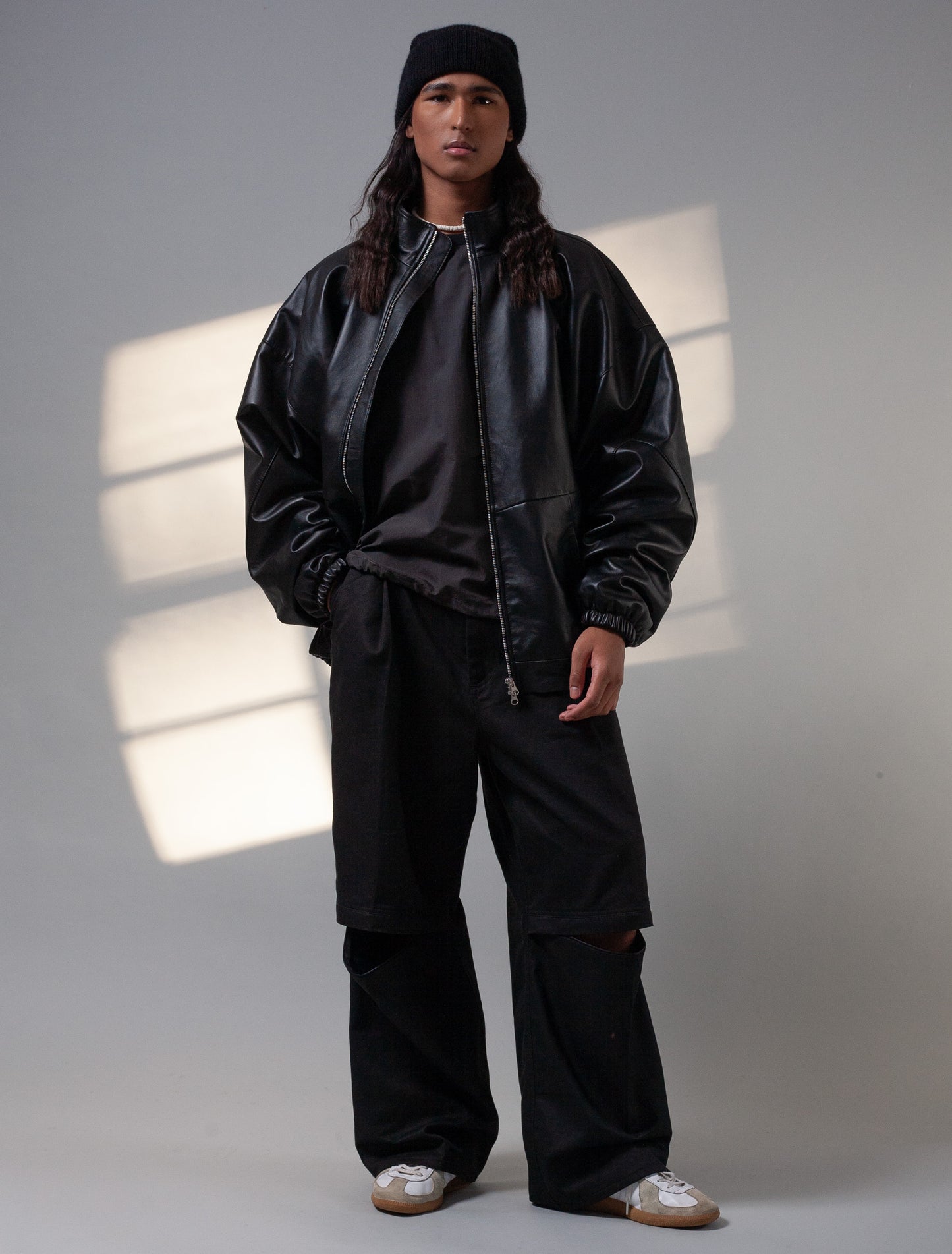 Oversized Nappa Leather Jacket (Black)