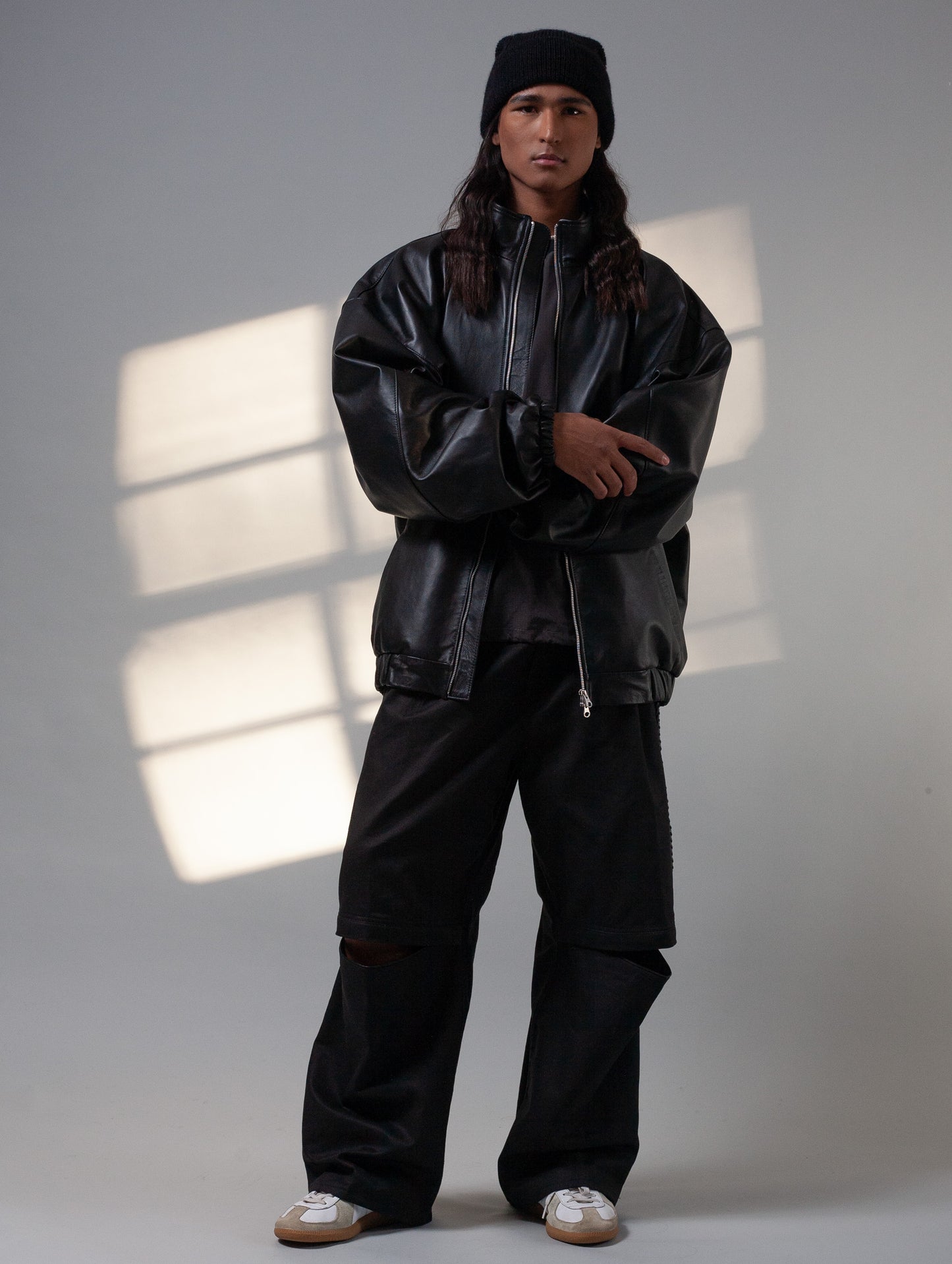 Oversized Nappa Leather Jacket (Black)
