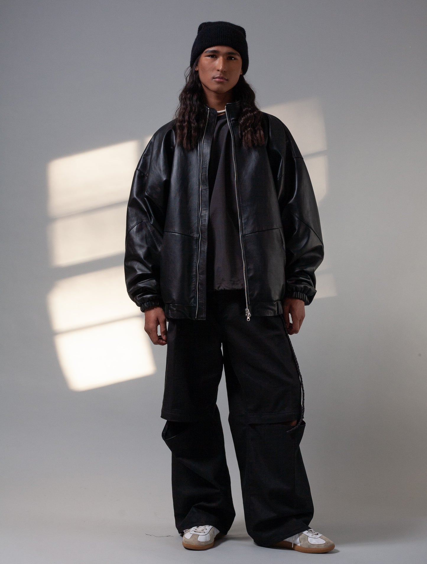 Oversized Nappa Leather Jacket (Black)