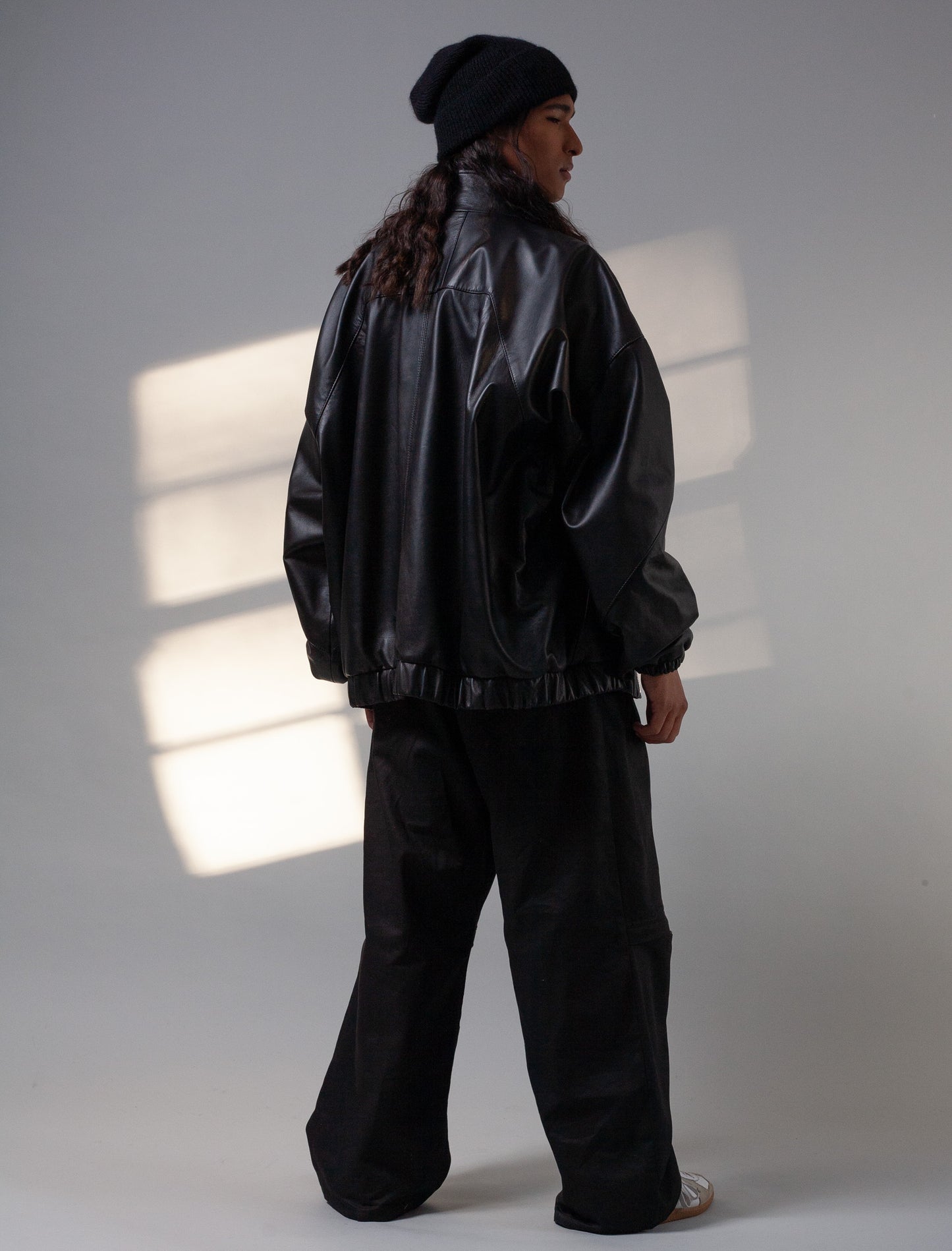 Oversized Nappa Leather Jacket (Black)