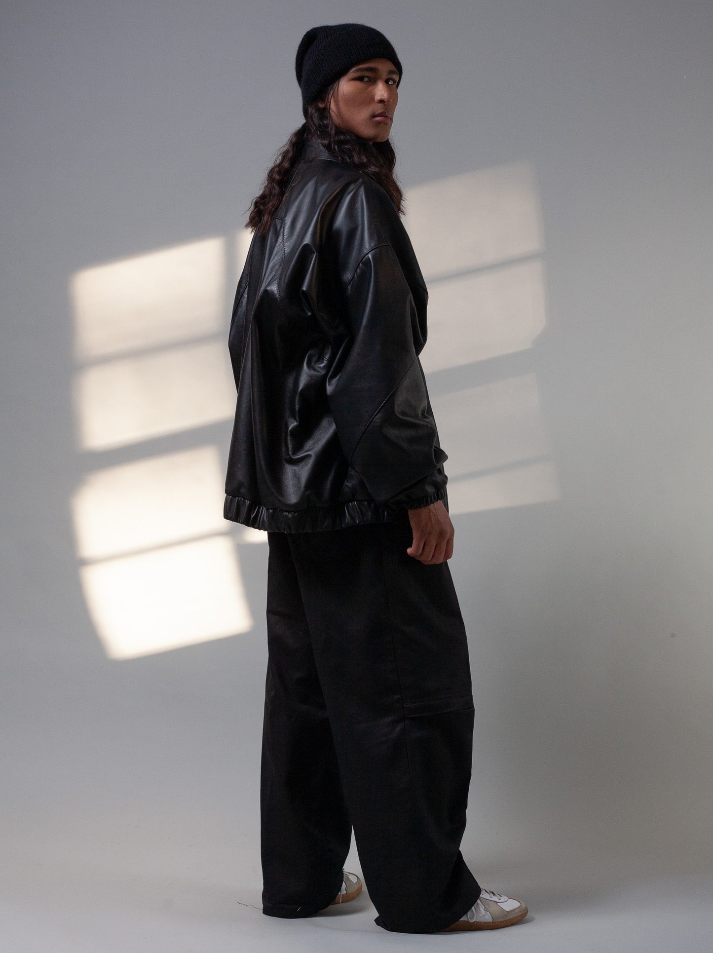 Oversized Nappa Leather Jacket (Black)