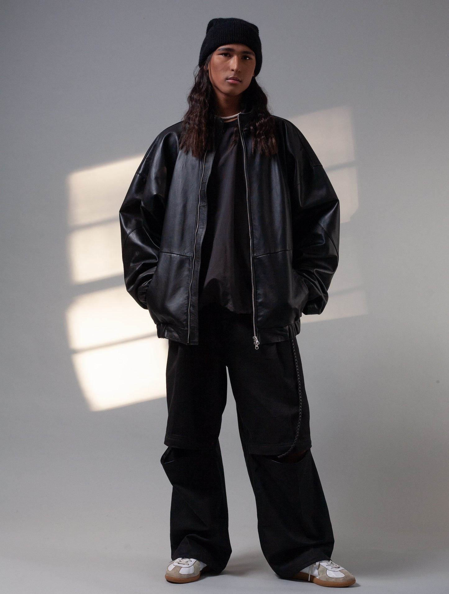 Oversized Nappa Leather Jacket (Black)