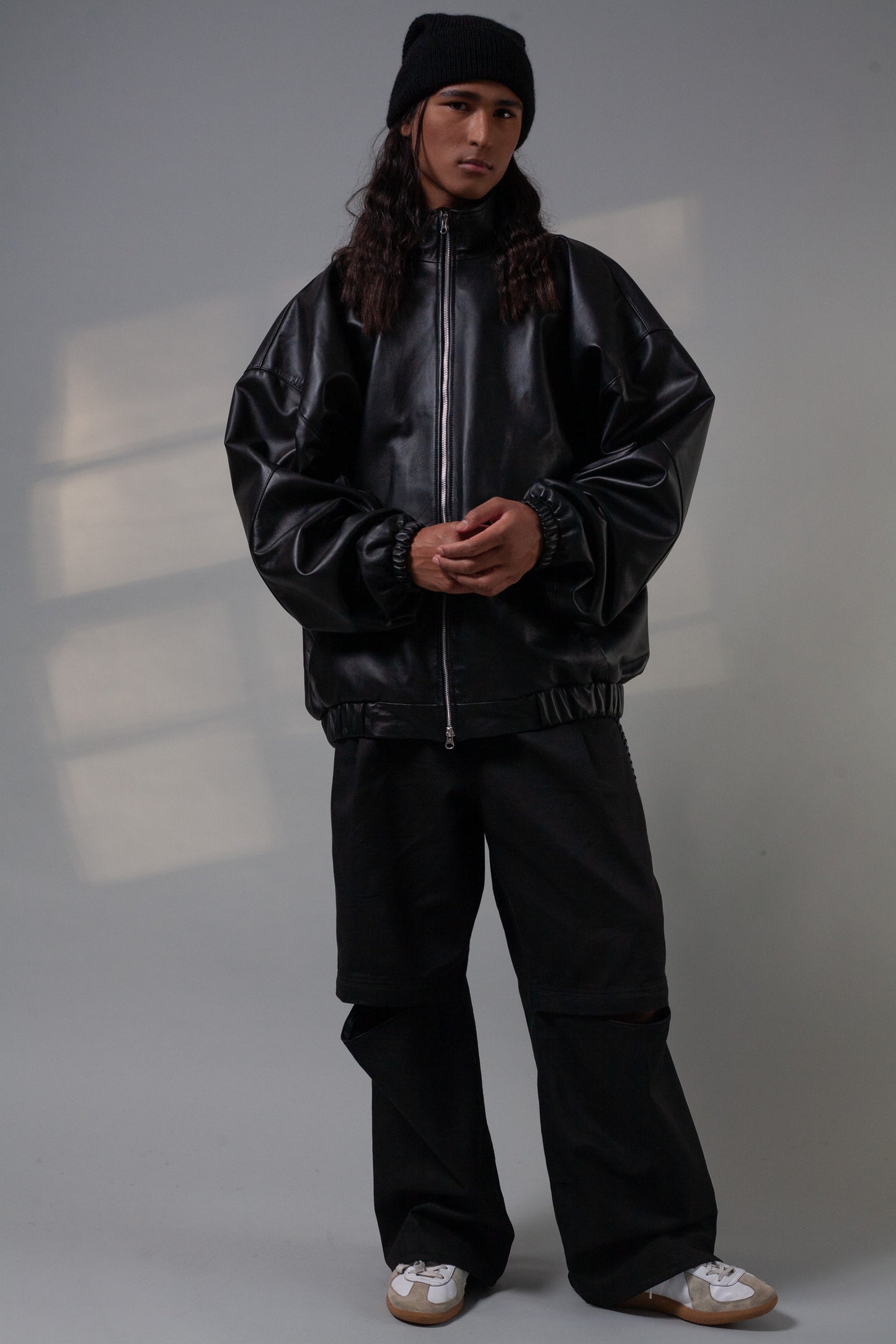 Oversized Nappa Leather Jacket (Black)