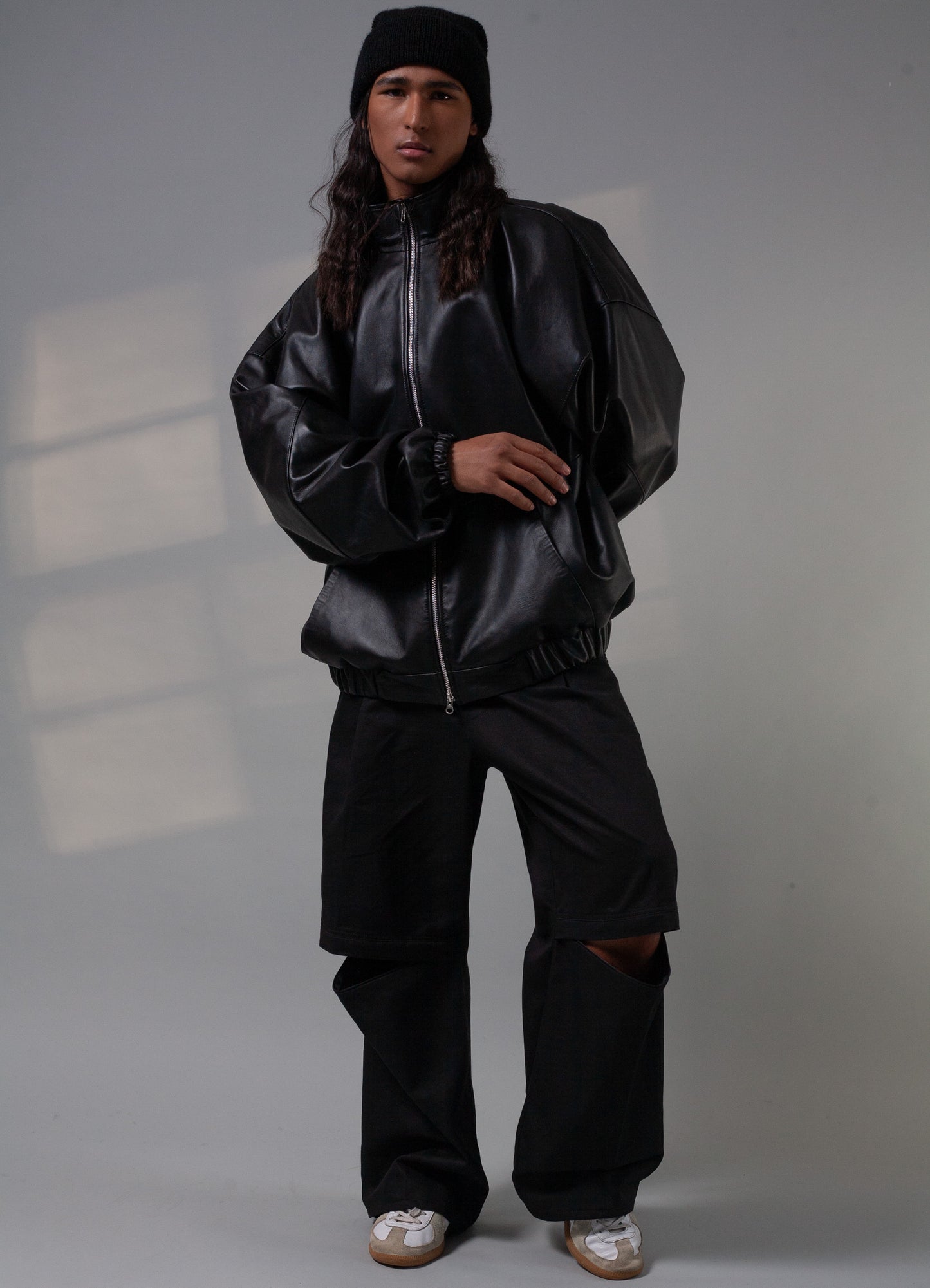 Oversized Nappa Leather Jacket (Black)