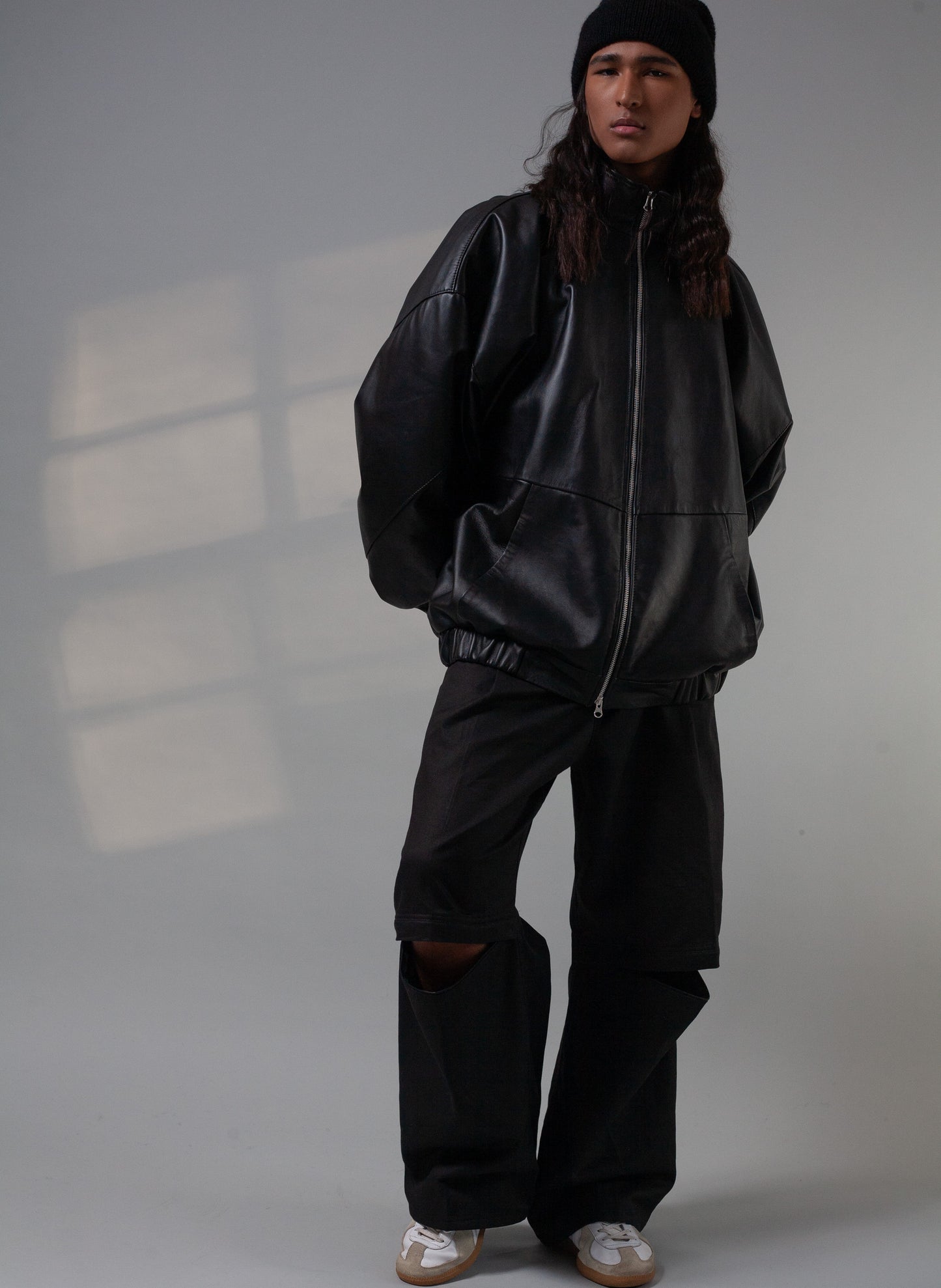 Oversized Nappa Leather Jacket (Black)