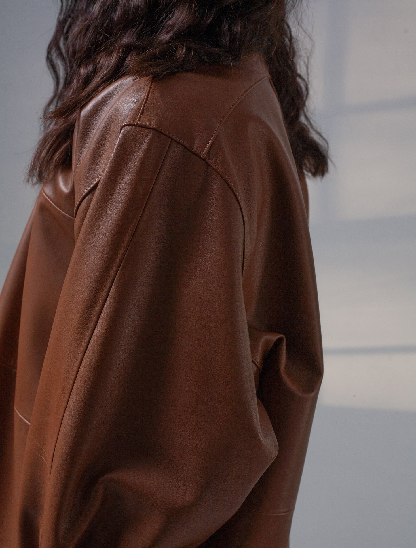 Oversized Leather Shirt ( Creamy Coffee )
