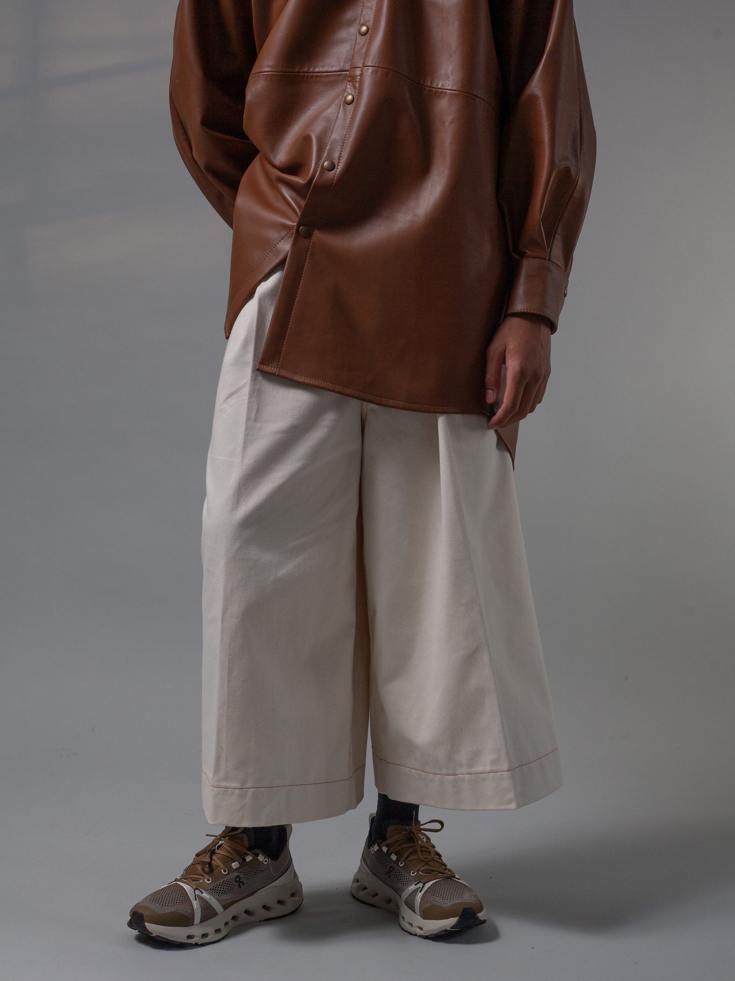 Oversized Leather Shirt ( Creamy Coffee )