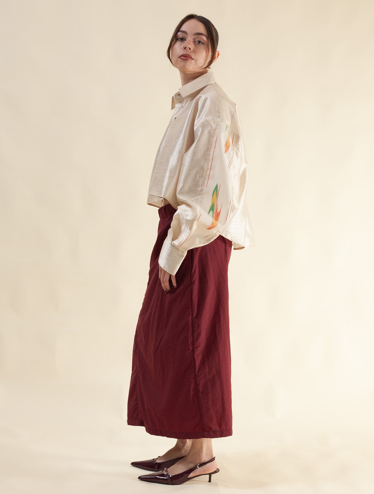 Cropped Shirt (Raw silk and Japanese wool)