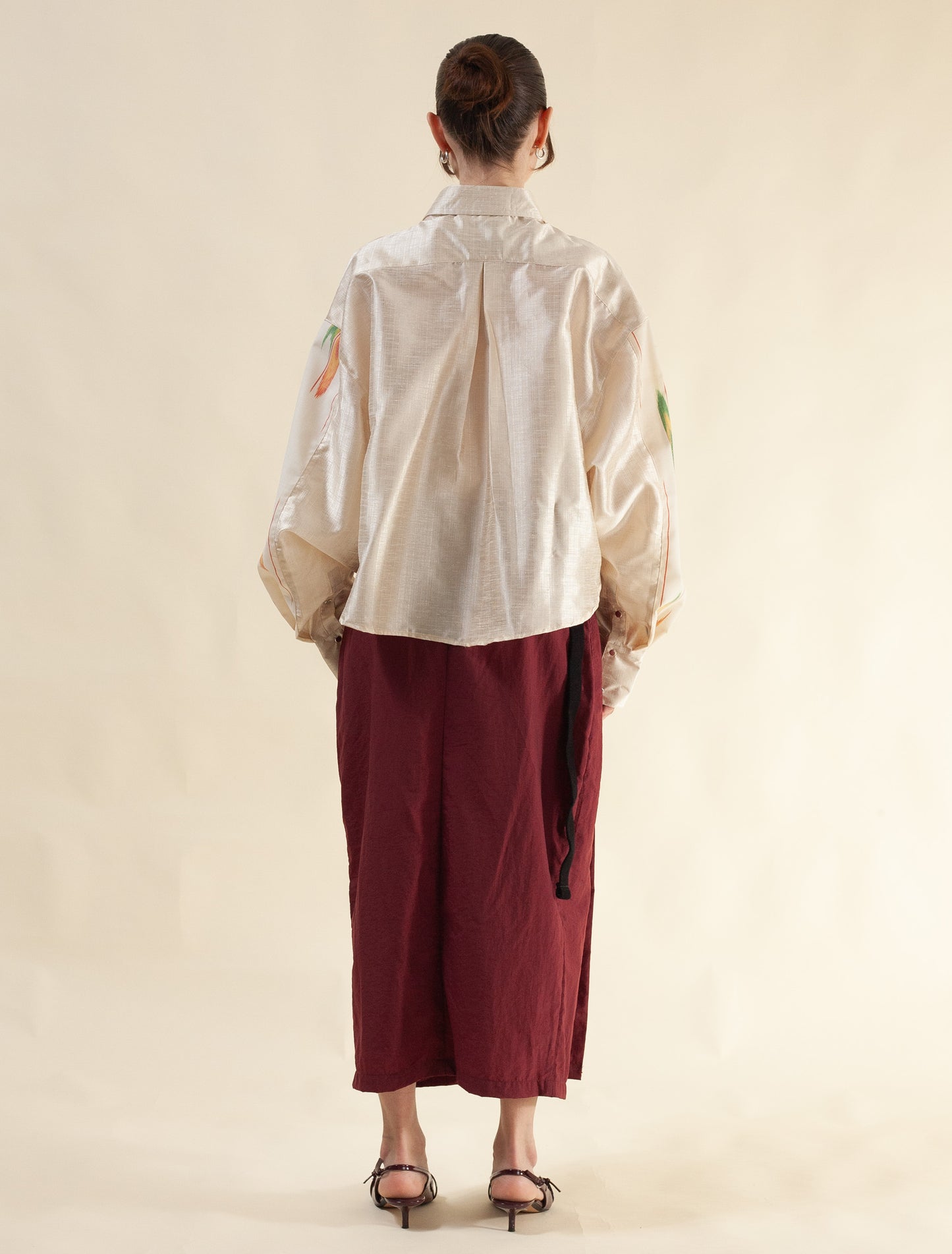 Cropped Shirt (Raw silk and Japanese wool)