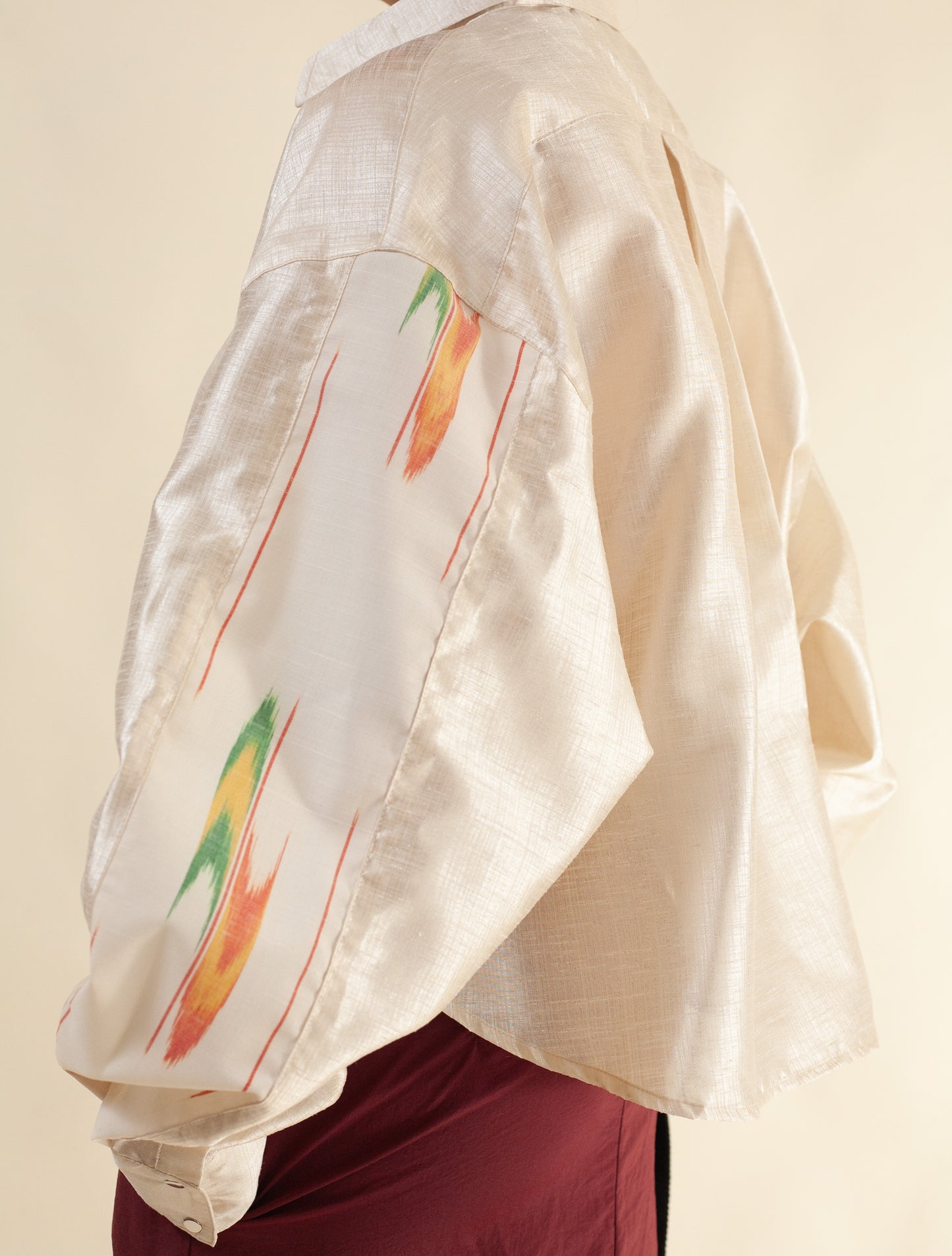 Cropped Shirt (Raw silk and Japanese wool)