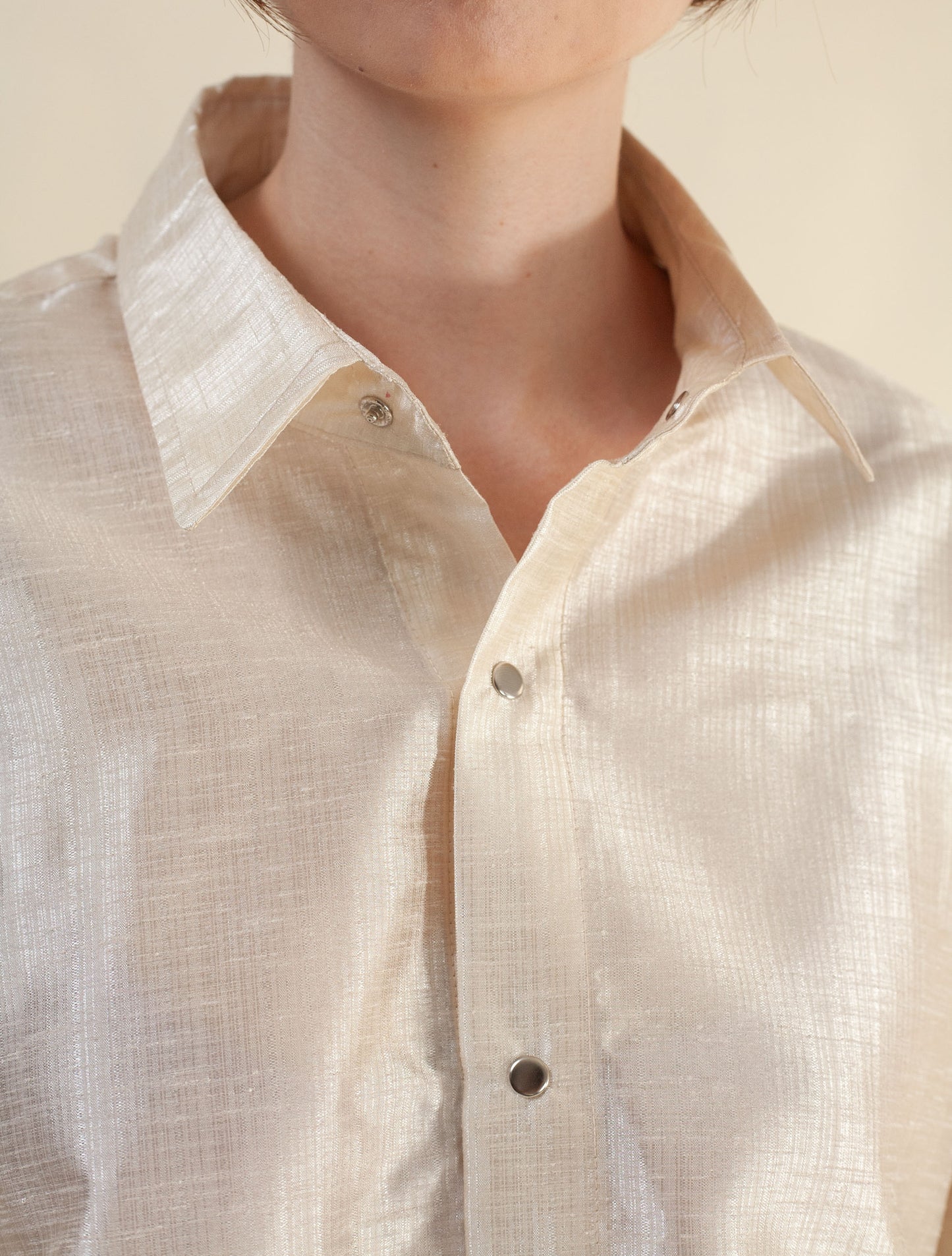 Cropped Shirt (Raw silk and Japanese wool)