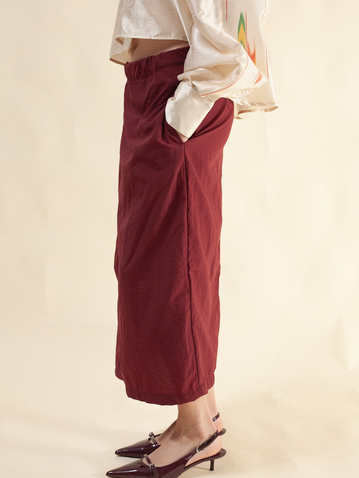 Zen-Zen Wrap Skirt (Oxblood)