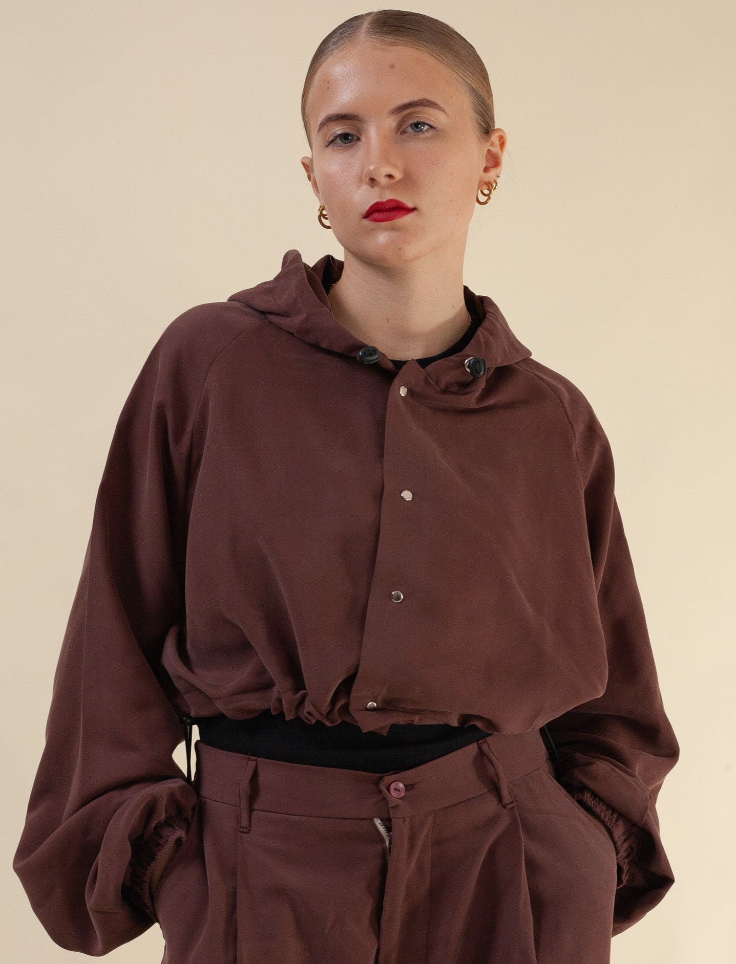 Keiko cropped jacket (Beetroot)
