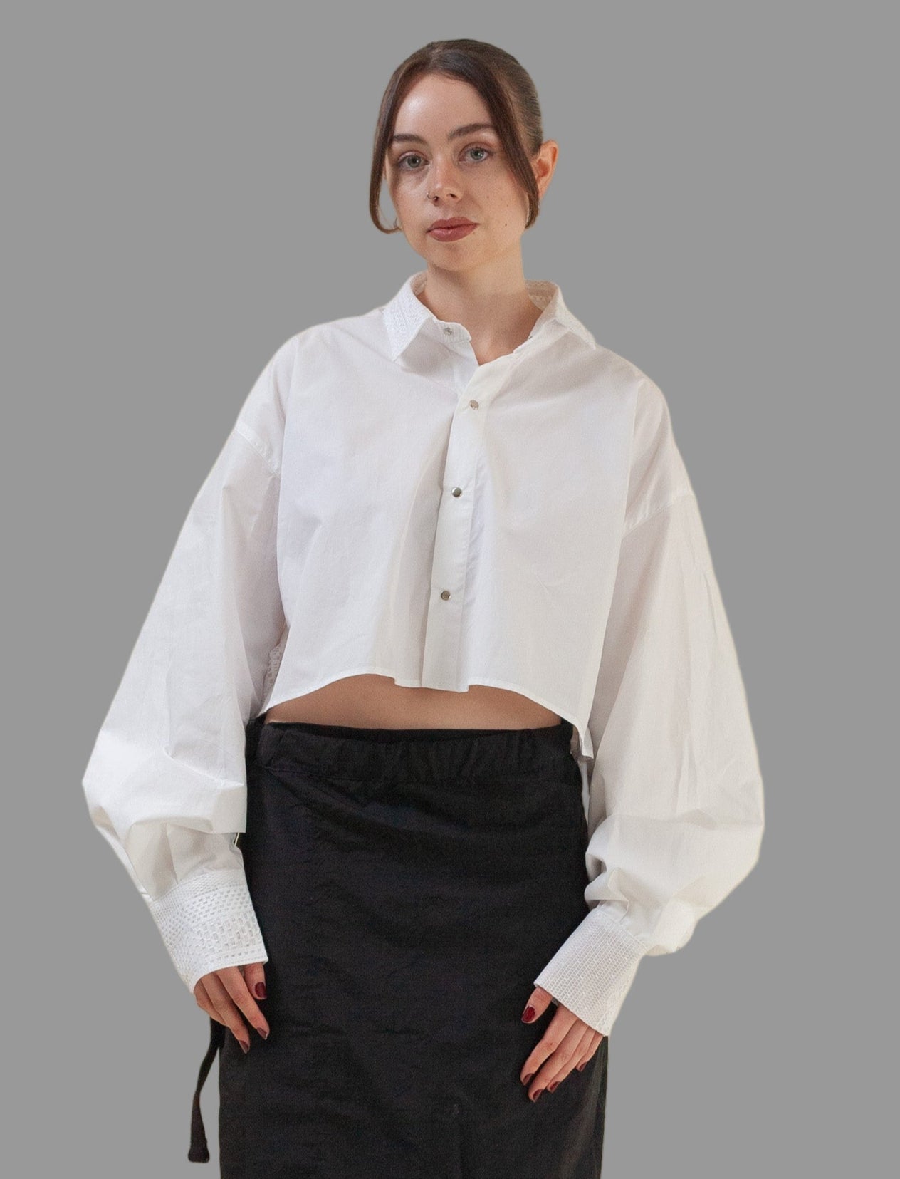 Cropped Shirt Creme (Linen and Lace)