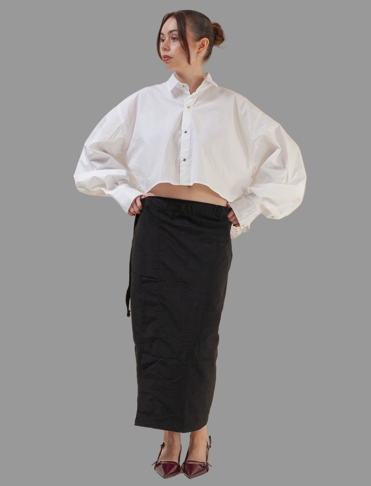 Cropped Shirt Creme (Linen and Lace)