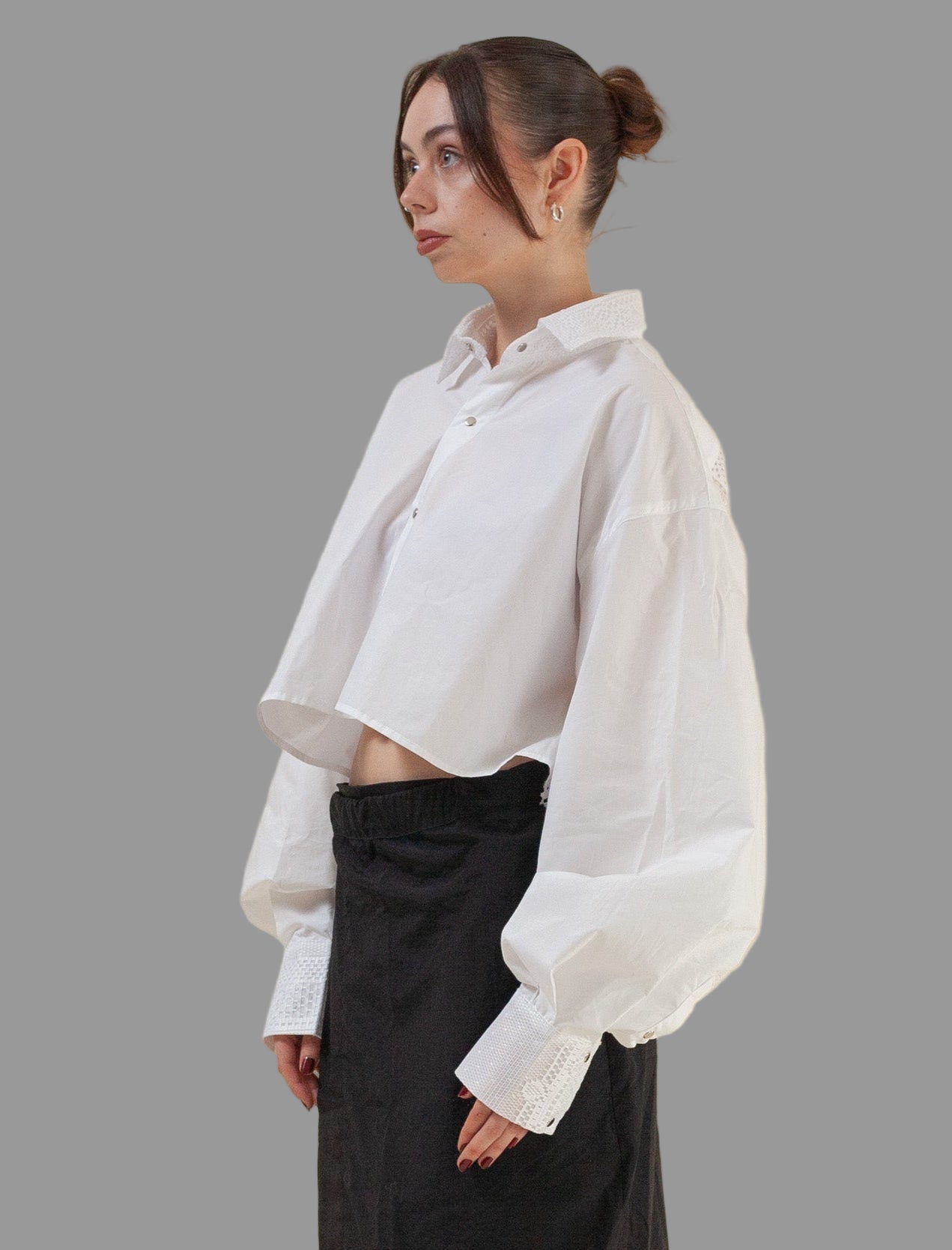 Cropped Shirt Creme (Linen and Lace)