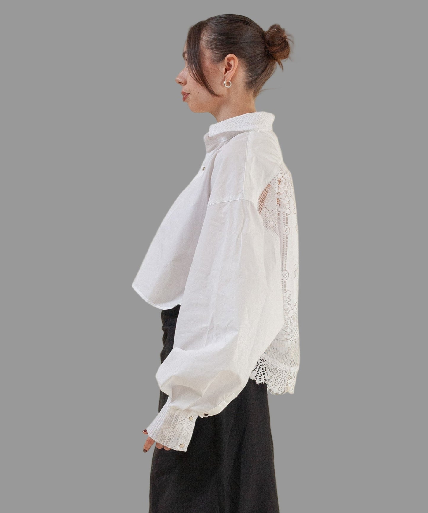 Cropped Shirt Creme (Linen and Lace)