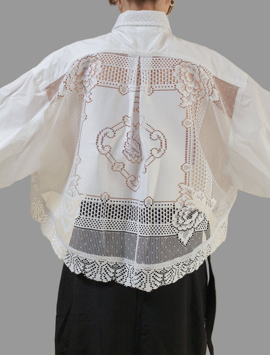 Cropped Shirt Creme (Linen and Lace)