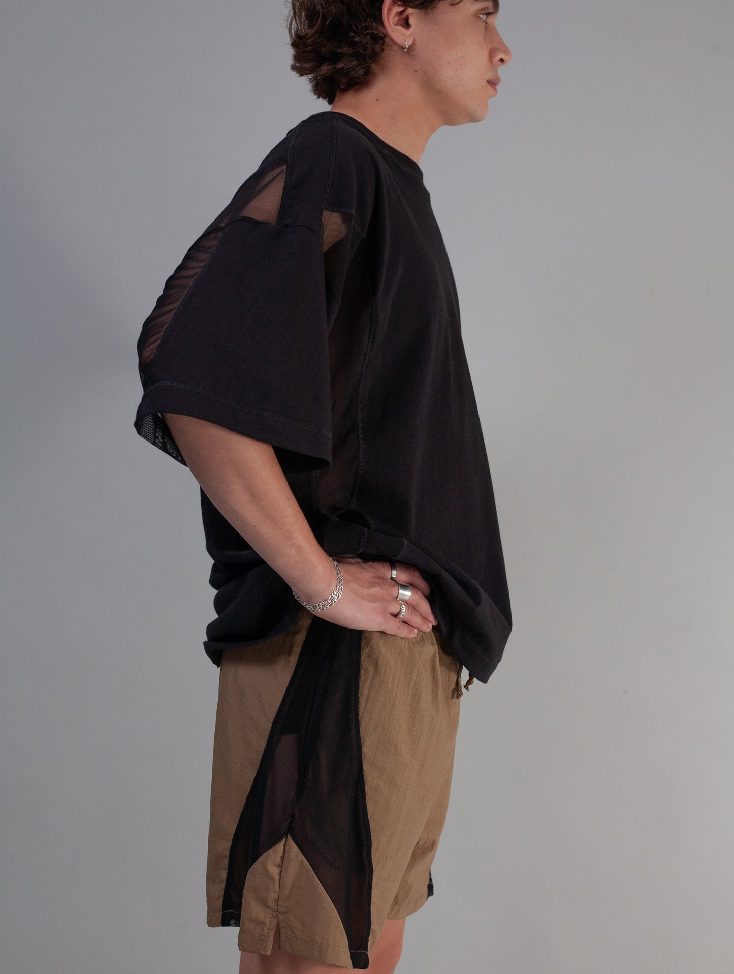 Utility Paneled Mesh Shorts ( Stone )