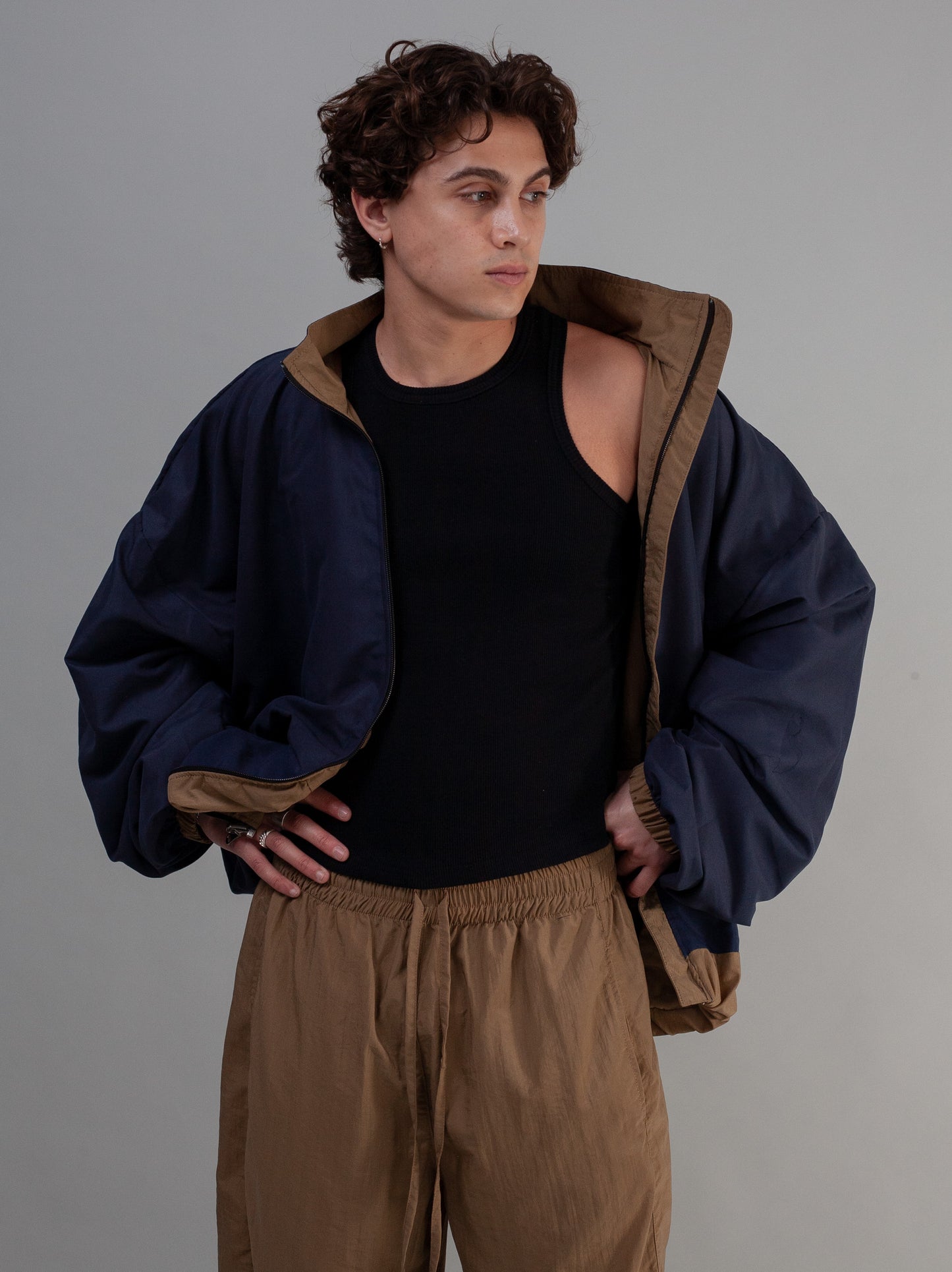Oversized Reversible Jacket ( Pebble Stone )