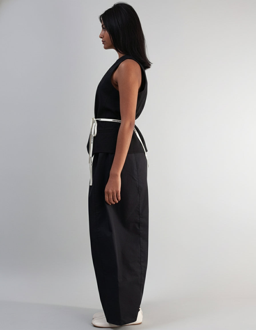 Backless Waistcoat Suiting ( Black )