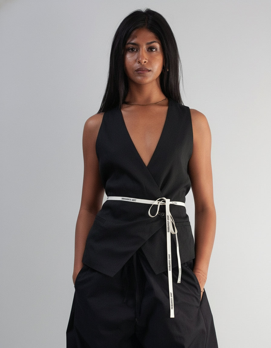 Backless Waistcoat Suiting ( Black )