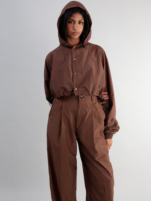 Keiko cropped jacket (brown tech)