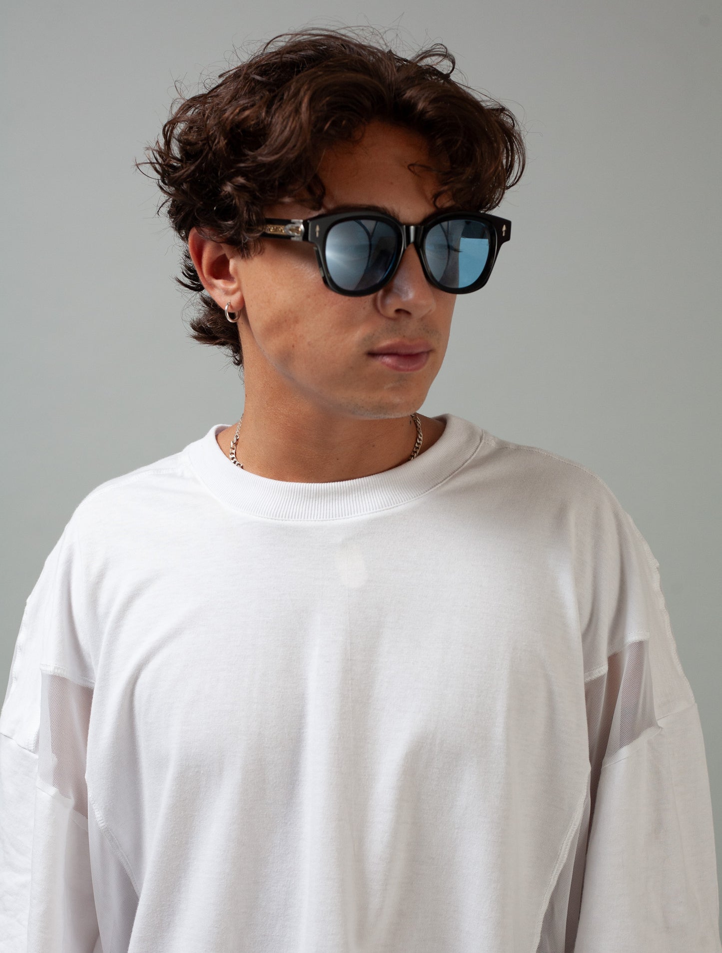 Utility Panelled Mesh T-Shirt (White)