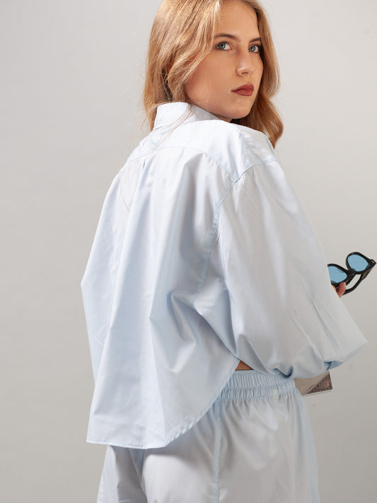 Cropped Shirt (Baby Blue Poplin)