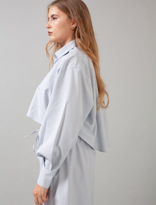 Cropped Shirt (Baby Blue pinstripe)