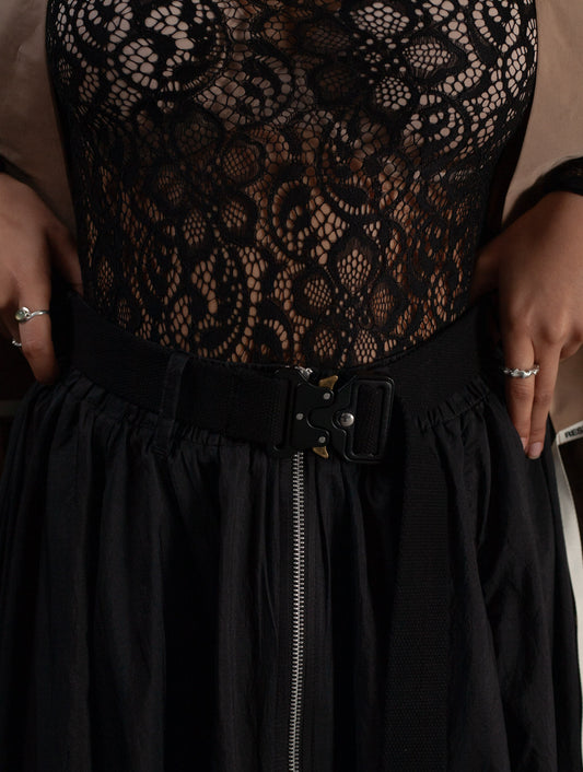Lace Long Sleeve Top (Black)