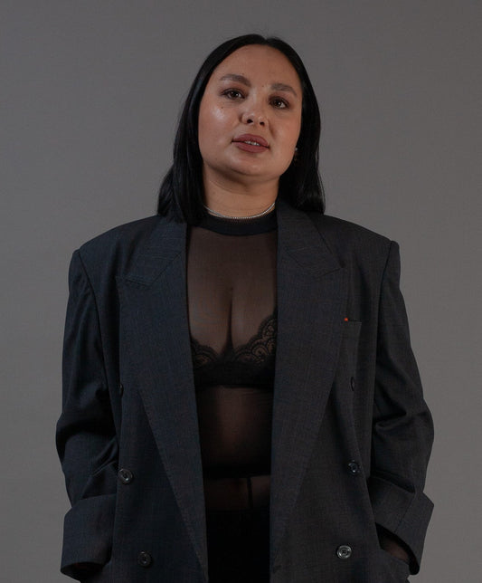 Mesh Long Sleeve Top (Black)