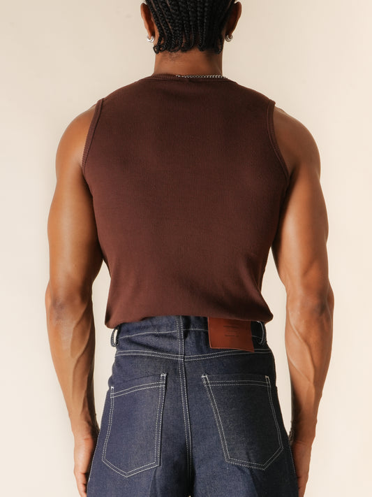 Studio Ribbed Vest (Brown)