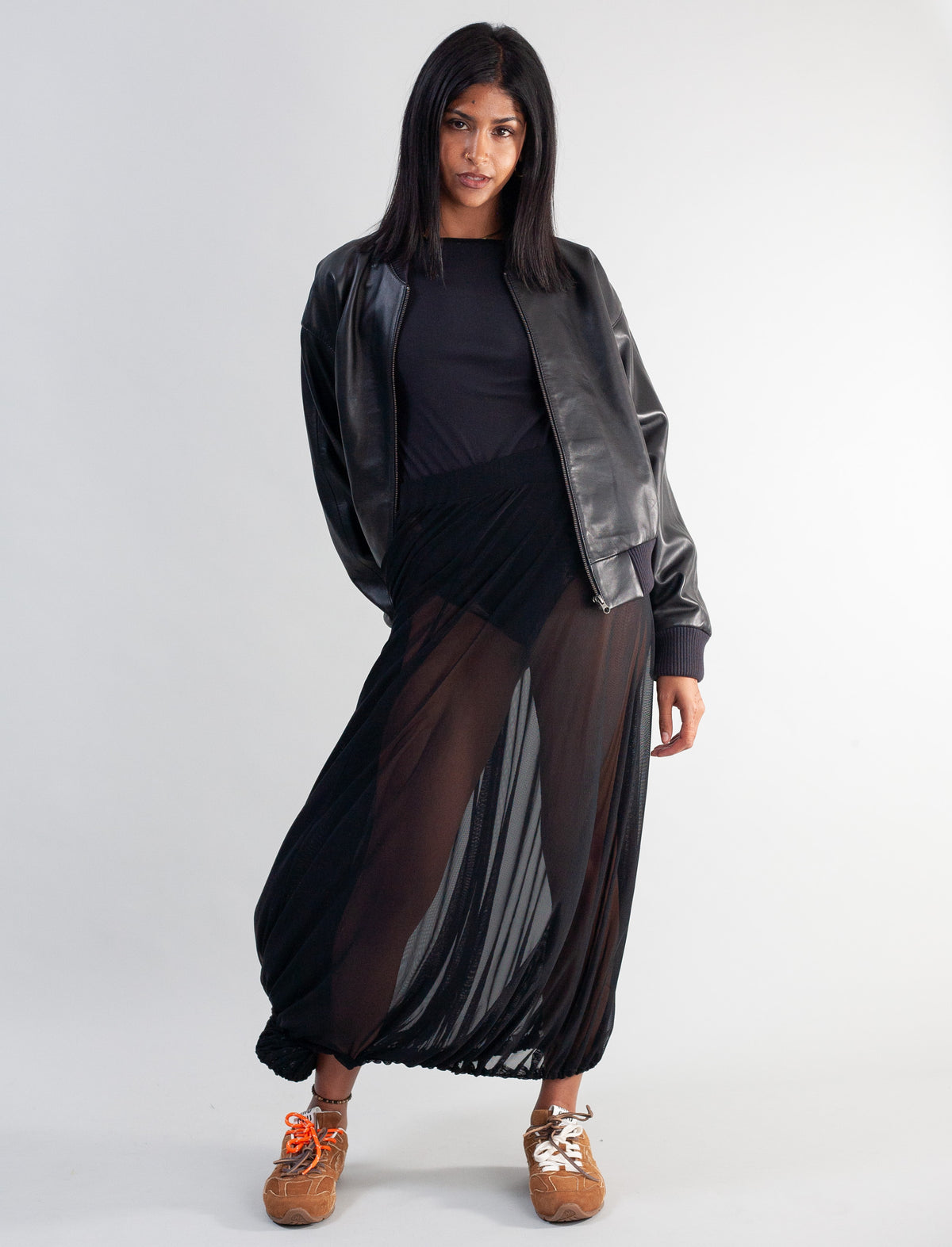 Cropped Nappa Leather Jacket ( Black )