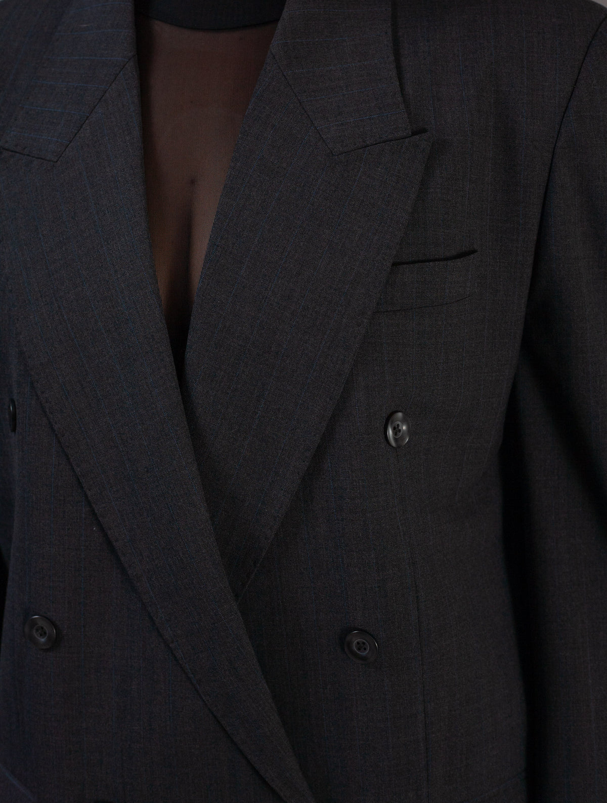 Dark grey blazer with pinstripe pattern