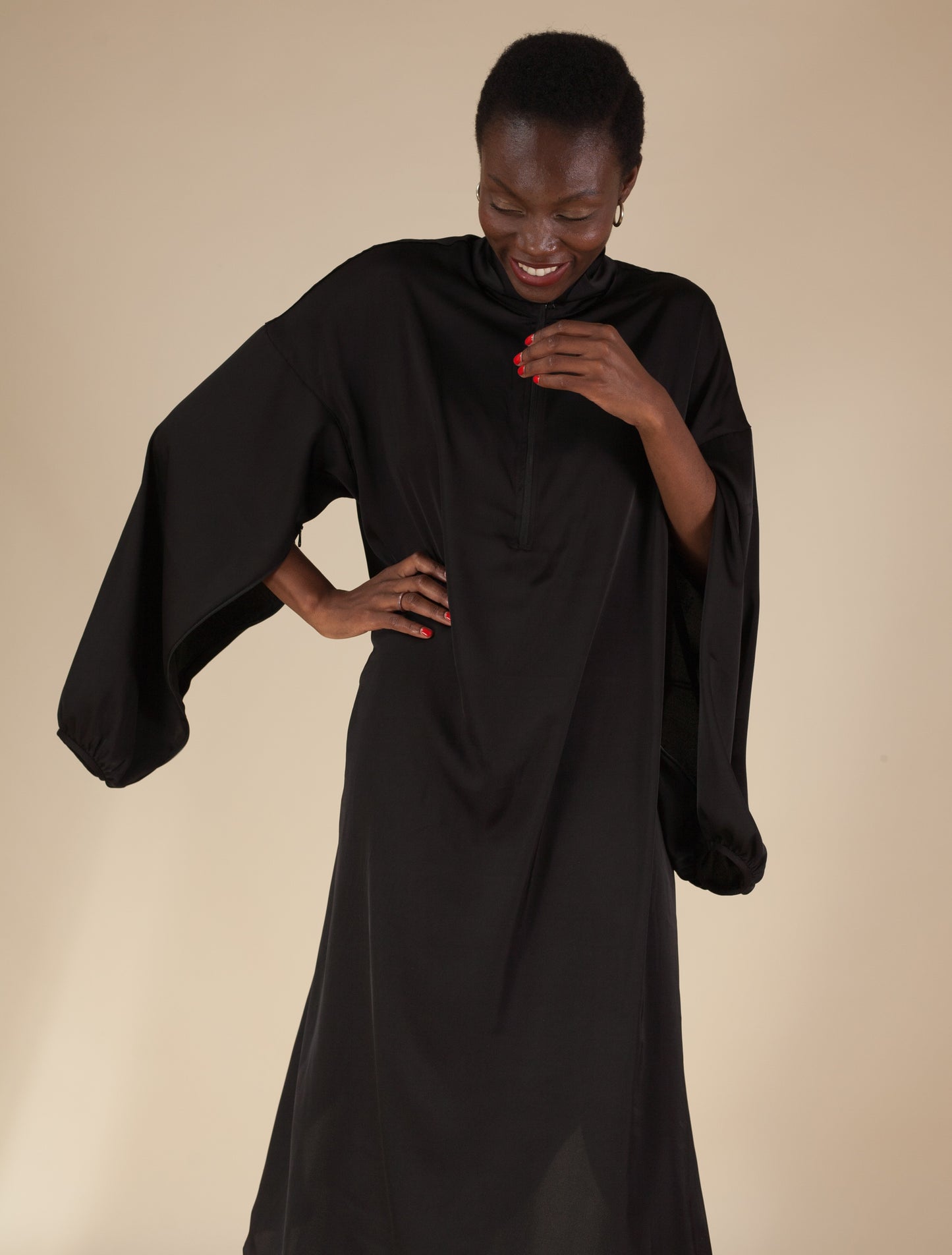 Asia Dress (Black Satin)