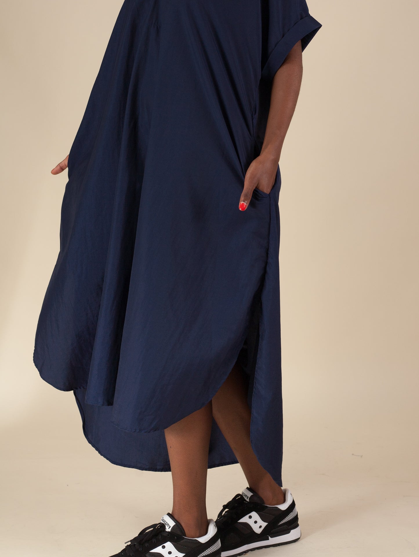 Plunge Neck Caftan (Navy)