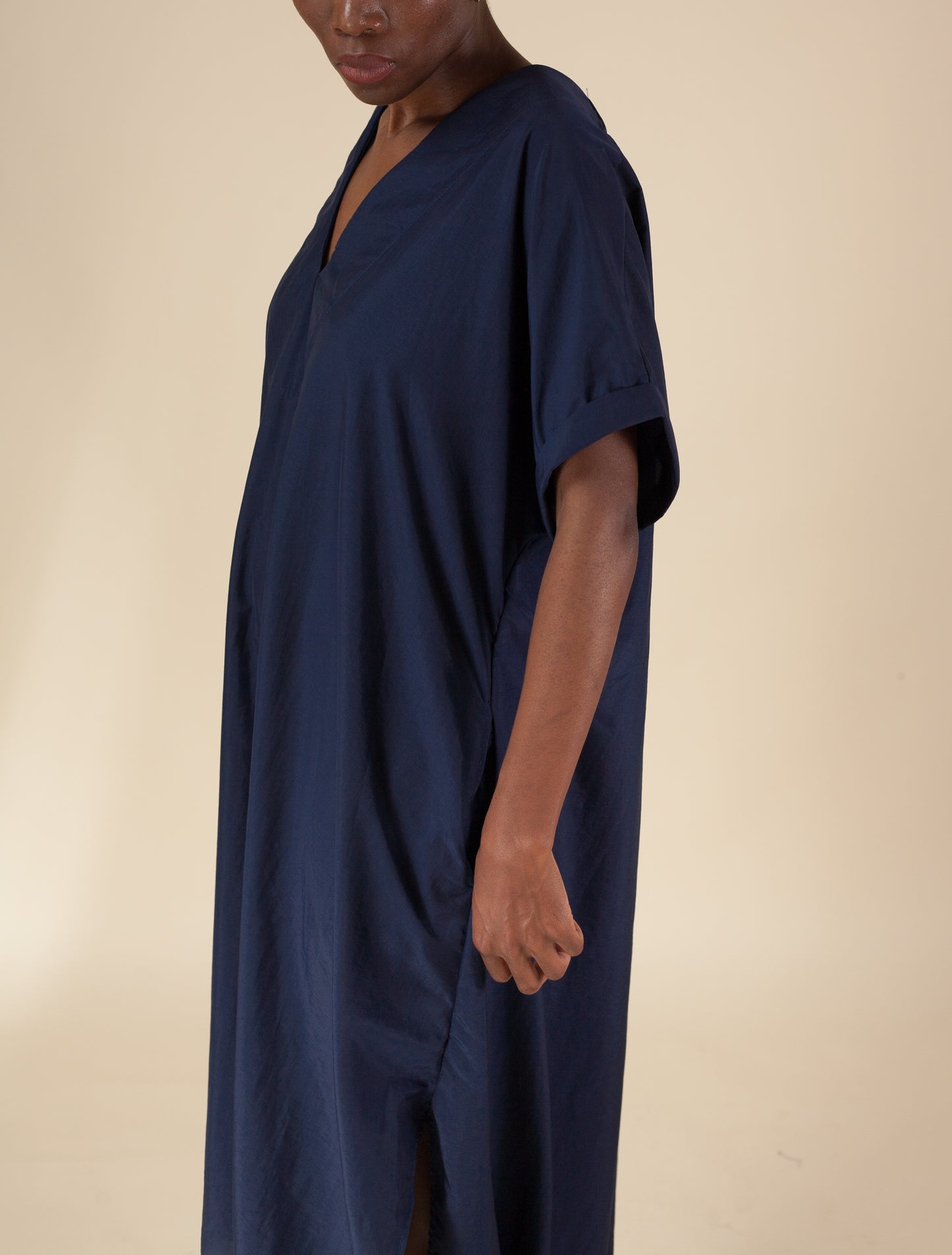 Plunge Neck Caftan (Navy)